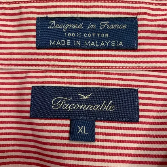 Faconnable XL Striped Button Up Long Sleeve Shirt - Picture 5 of 6